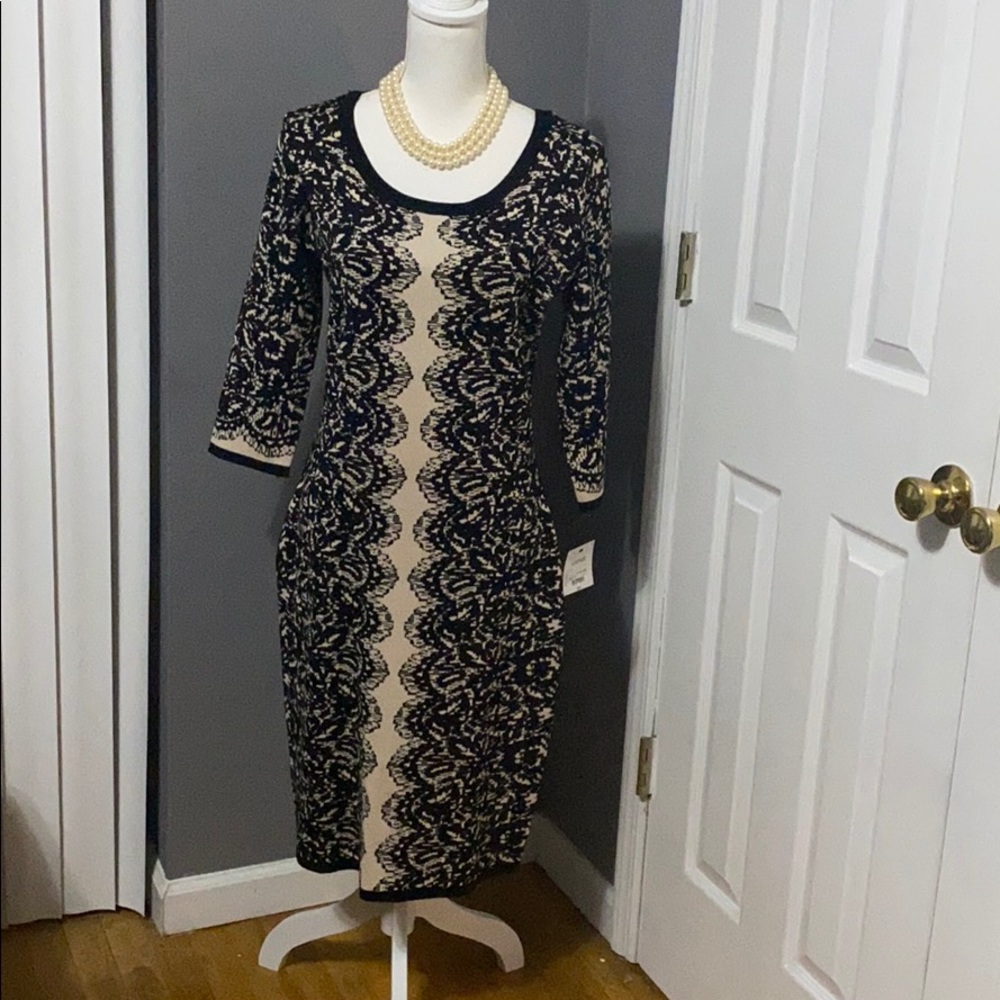 Liz Claiborne black beige dress